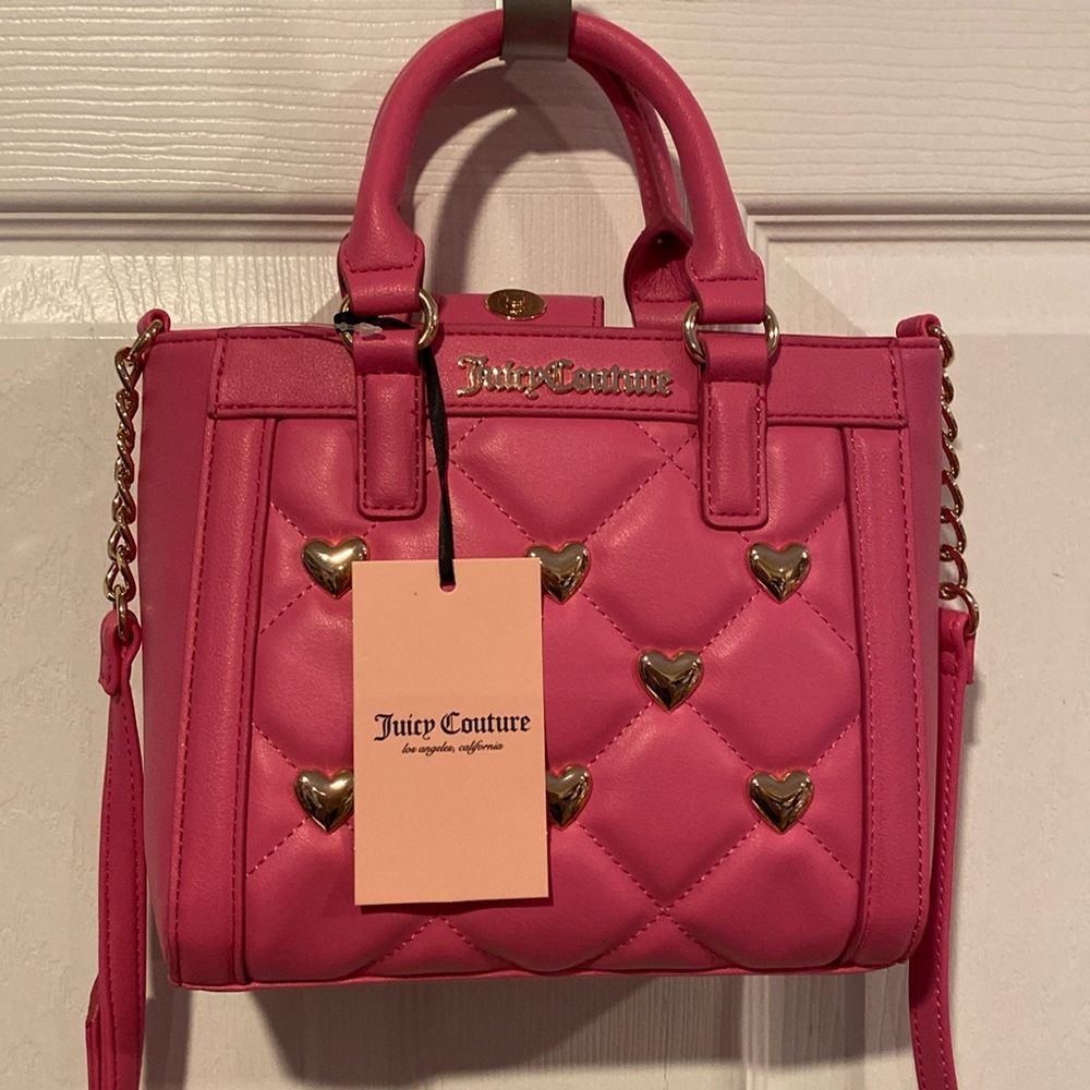 BNWT JUICY COUTURE Colorful Love Mini Heart Tote Crossbody Bag in Juicy Pink